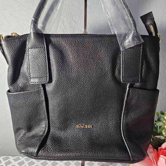 Sachs Lederwaren Pebbled Black Leather Crossbody NWT - Picture 3 of 14